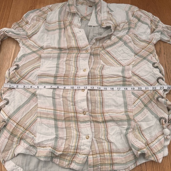 FREE PEOPLE Nordic Day Top In Ivory  Button down plaid shirt - XS - Picture 13 of 17